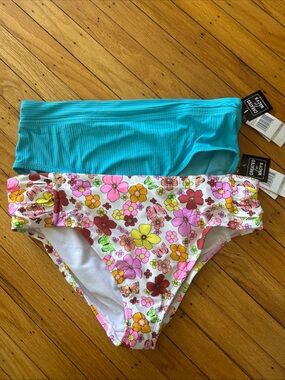 California Waves Plus Women's Plus Size Banded Bikini Bottoms 2 Pack Size 16-18